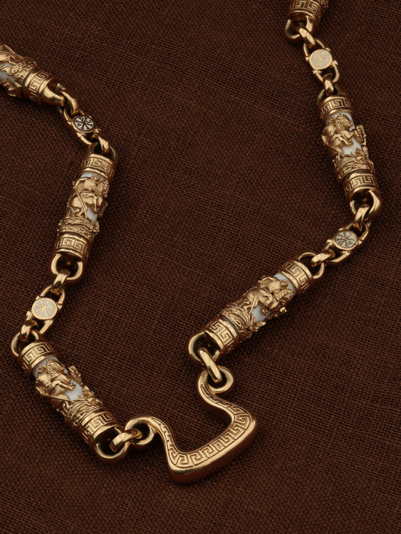 Цепь из золота c эмаль и бивнем мамонта