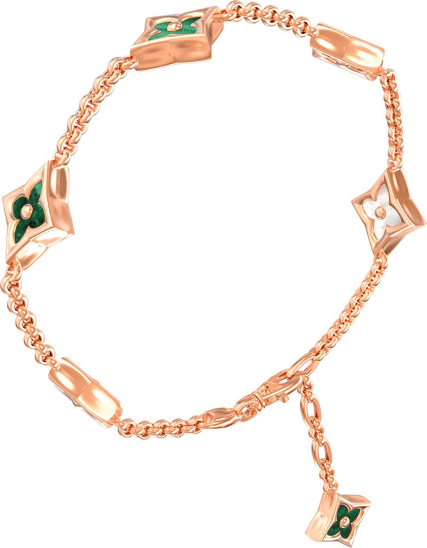 Браслет из золота c малахитом и перламутром