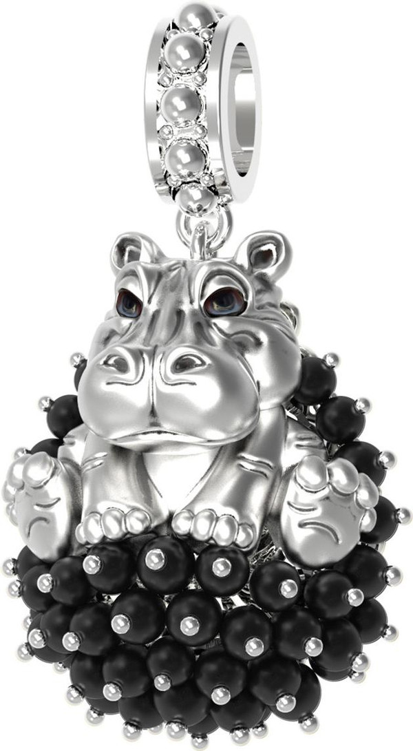 Подвеска из белого золота c эмаль и ониксом