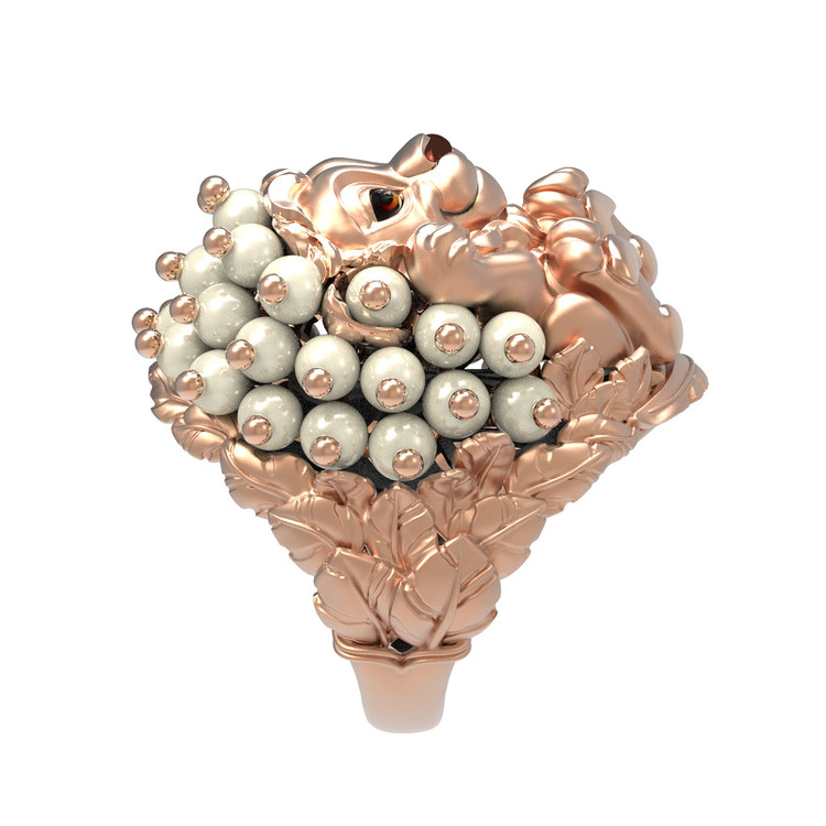 Кольцо из золота c эмаль и жемчугом