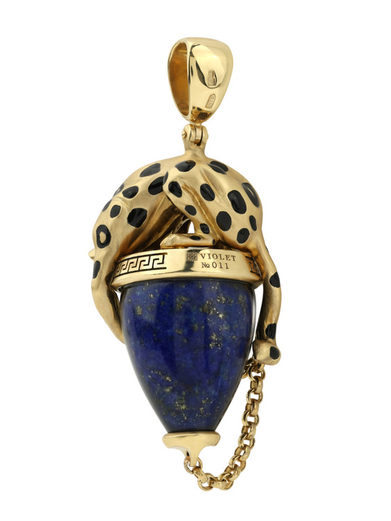 Подвеска из лимонного золота c эмаль и лазуритом
