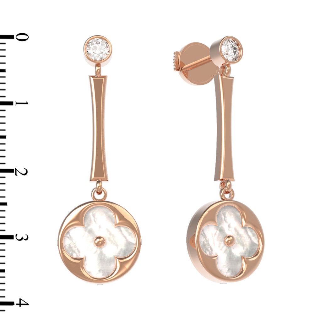 Серьги из золота c фианитом и перламутром