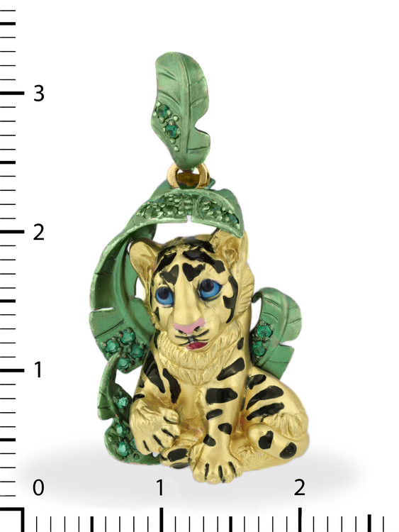 Подвеска из лимонного золота c эмаль и изумрудом