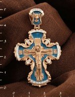 Крест из золота 585 пробы c эмалью и бриллиантами