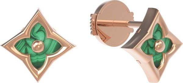 Серьги из золота 585 пробы c малахитом