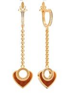 Серьги из золота 585 пробы c фианитом и тигровым глазом