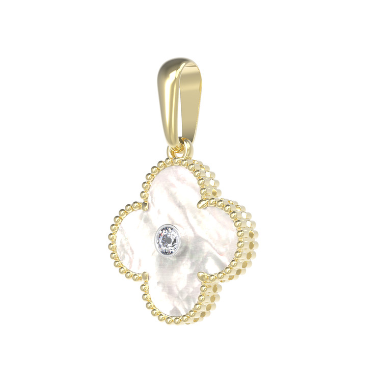 Подвеска из лимонного золота c бриллиантами и перламутром