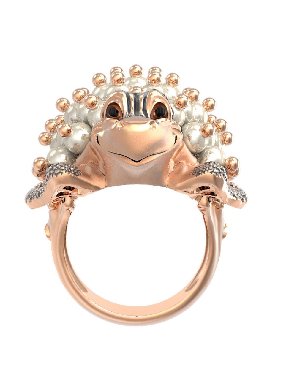 Кольцо из золота 585 пробы c эмалью и жемчугом