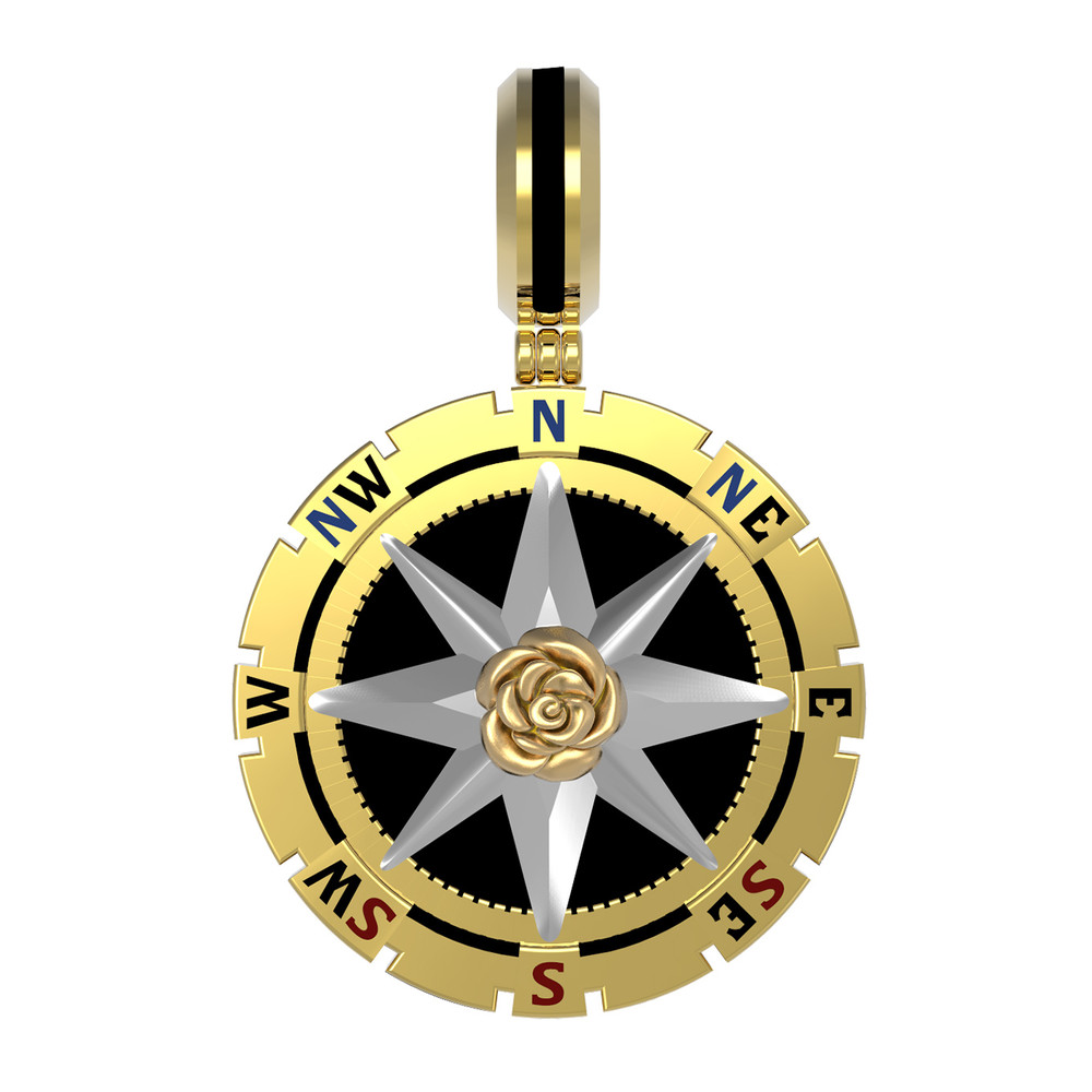 Подвеска из лимонного золота c эмаль и ониксом