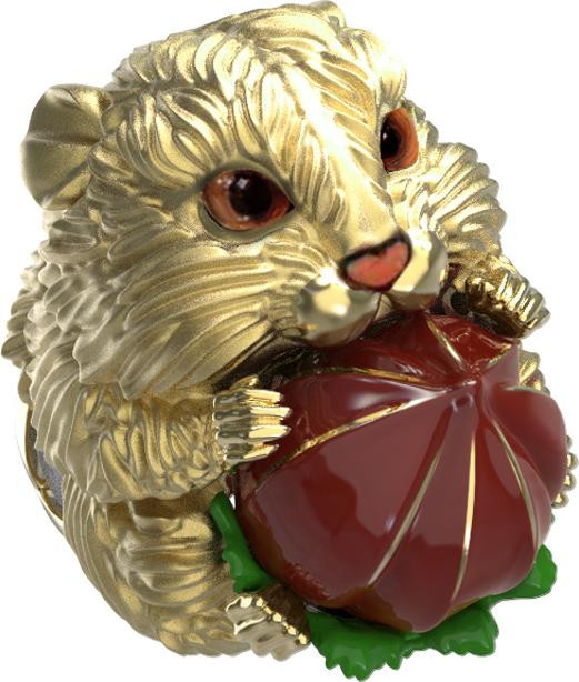 Кольцо из лимонного золота c эмаль