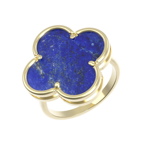 Кольцо из лимонного золота c лазуритом