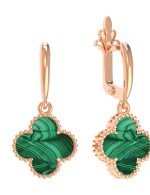 Серьги из золота 585 пробы c малахитом