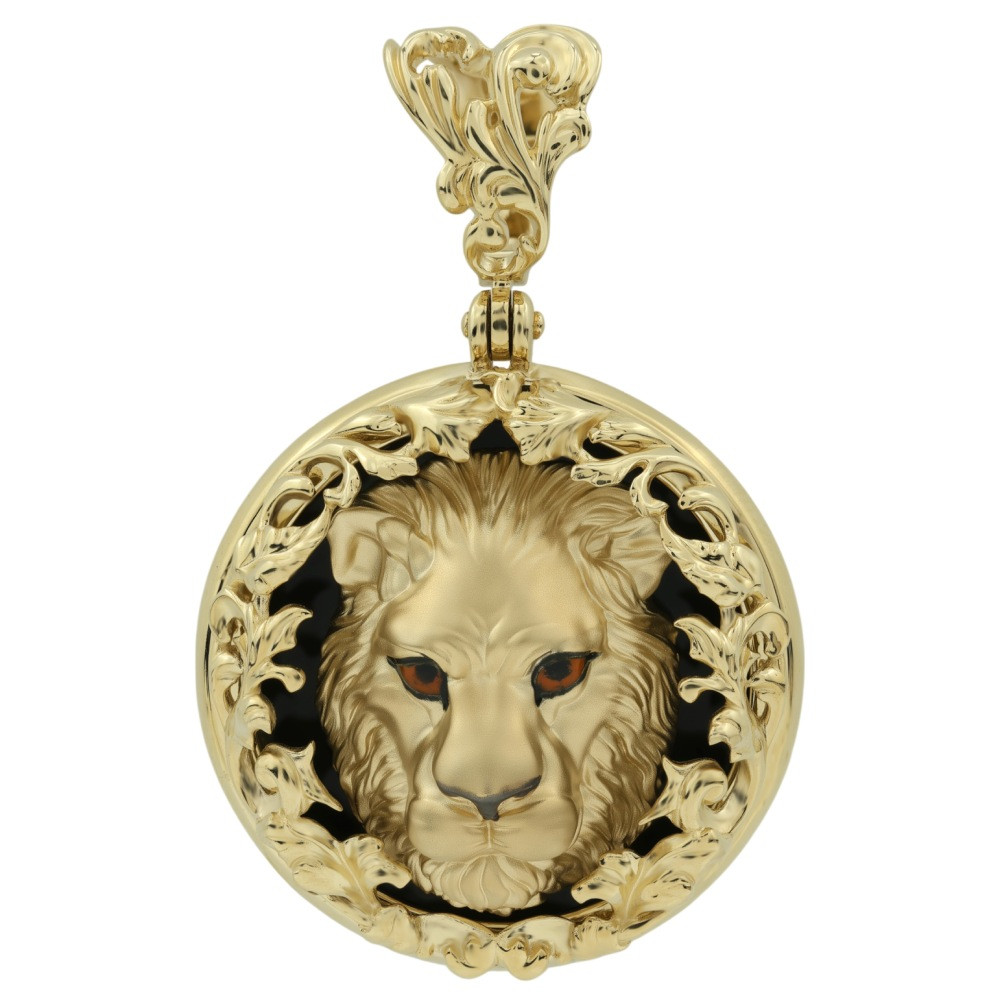 Подвеска из лимонного золота c эмаль и ониксом