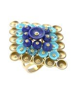 Кольцо из лимонного золота 585 пробы c бирюзой и лазуритом