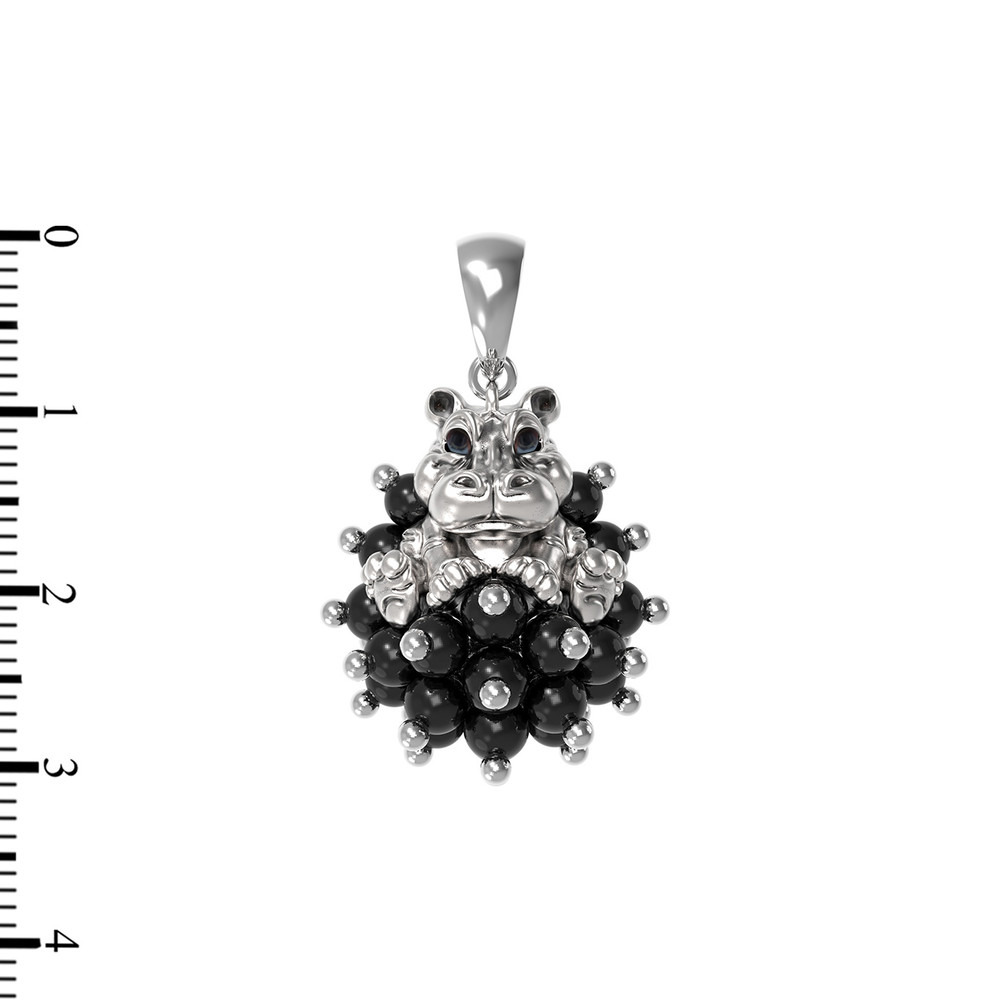 Подвеска из белого золота c эмаль и ониксом