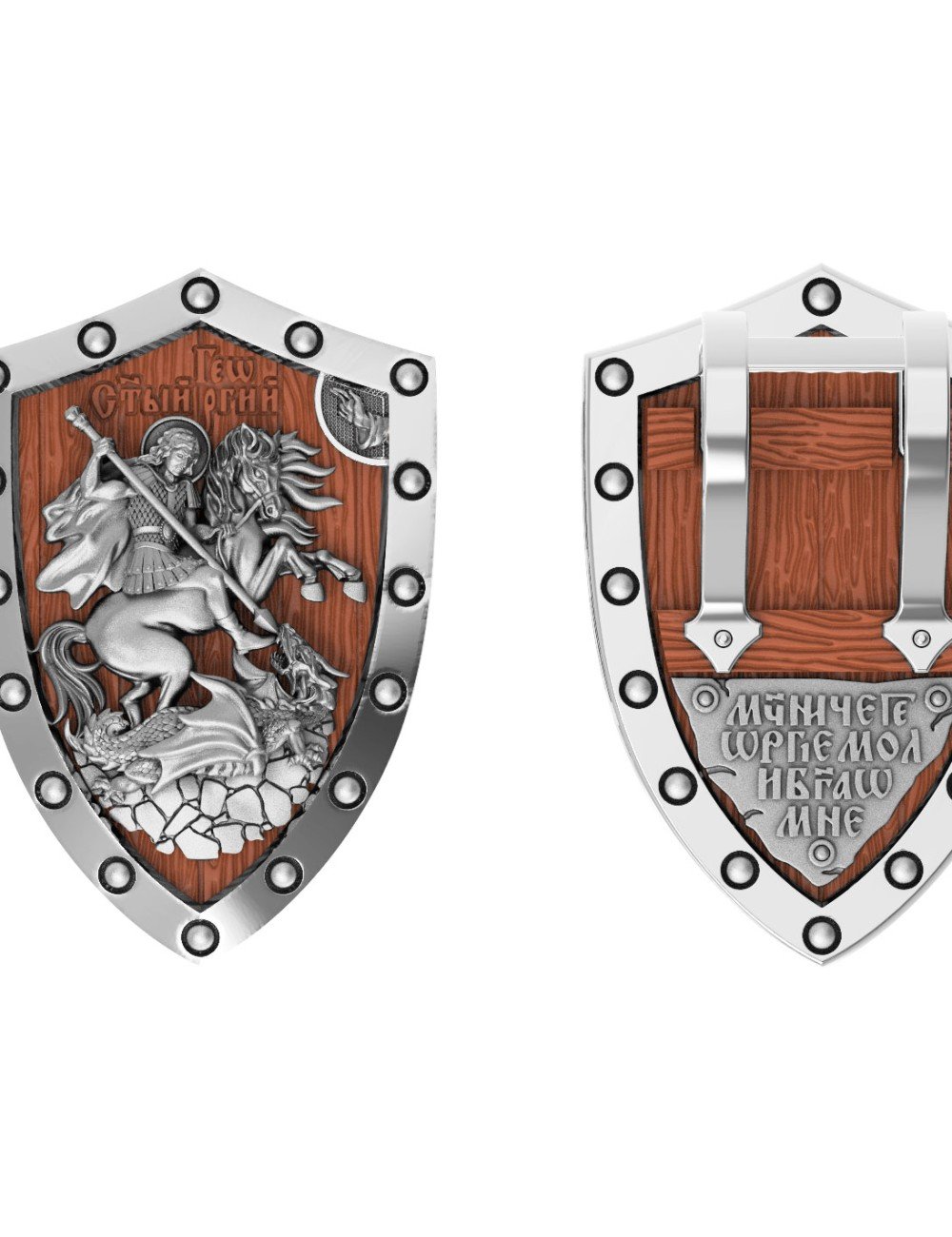 Образок из белого золота 585 пробы c деревом груши