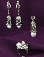Серьги из белого золота 585 пробы c жемчугом