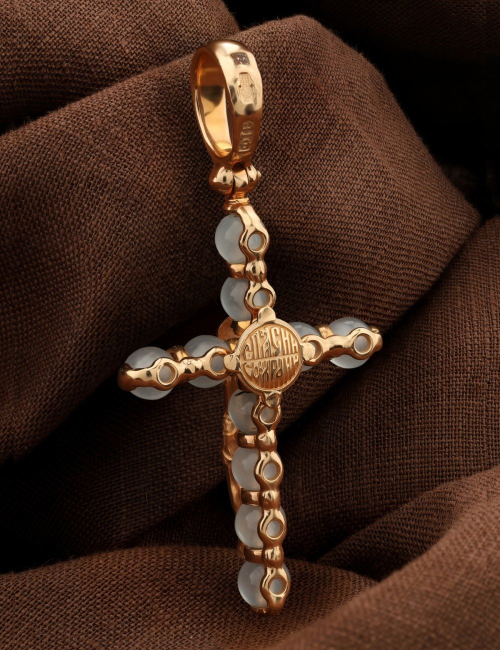 Крест из золота 585 пробы c агатом