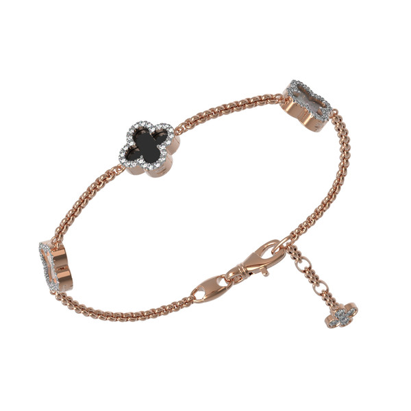 Браслет из золота c бриллиантами, ониксом и перламутром