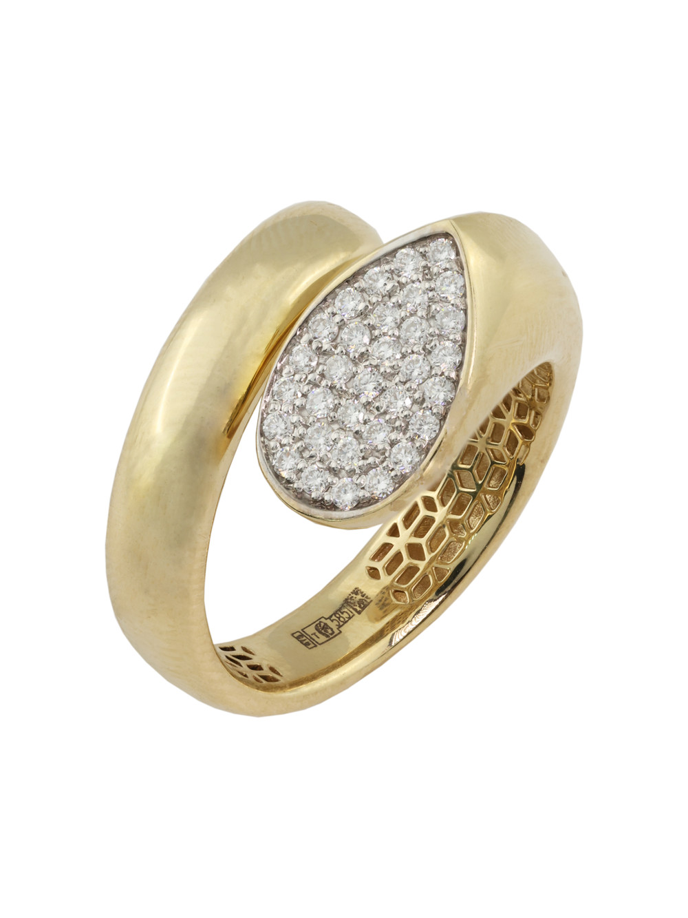 Кольцо из лимонного золота c бриллиантами