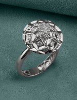 Кольцо из белого золота 585 пробы c бриллиантами