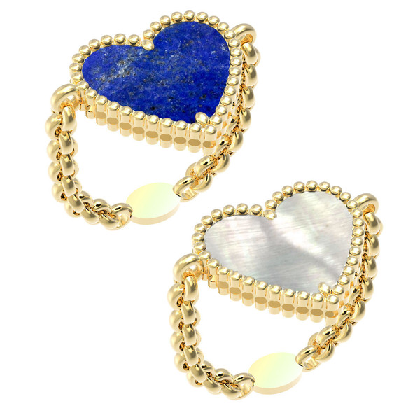 Кольцо из лимонного золота c лазуритом и перламутром