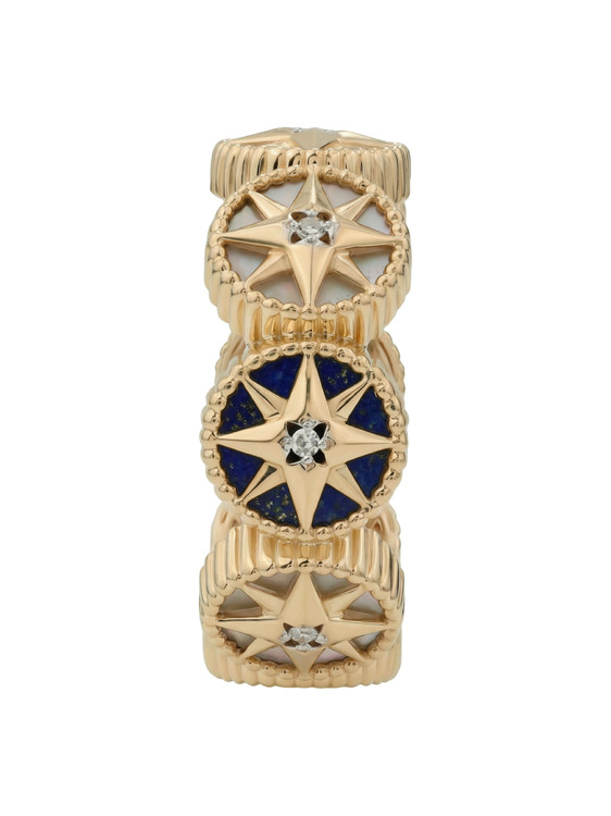 Кольцо из золота c бриллиантами, лазуритом и перламутром