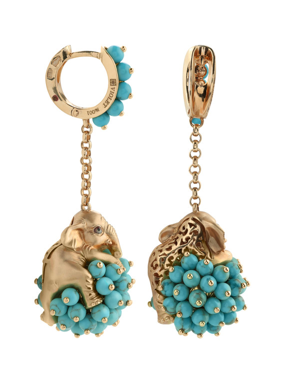 Серьги из золота c эмаль и бирюзой