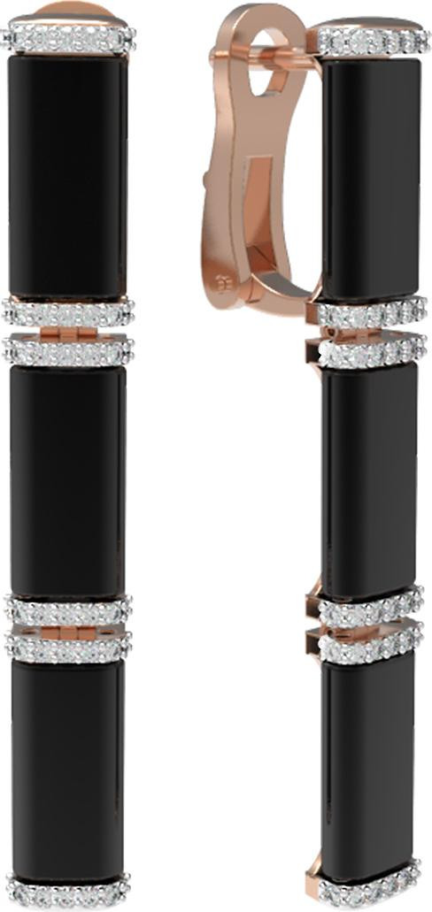 Серьги из золота c бриллиантами и ониксом