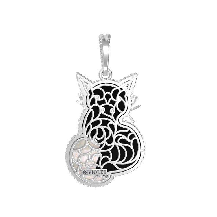 Подвеска из белого золота c эмаль , ониксом и перламутром