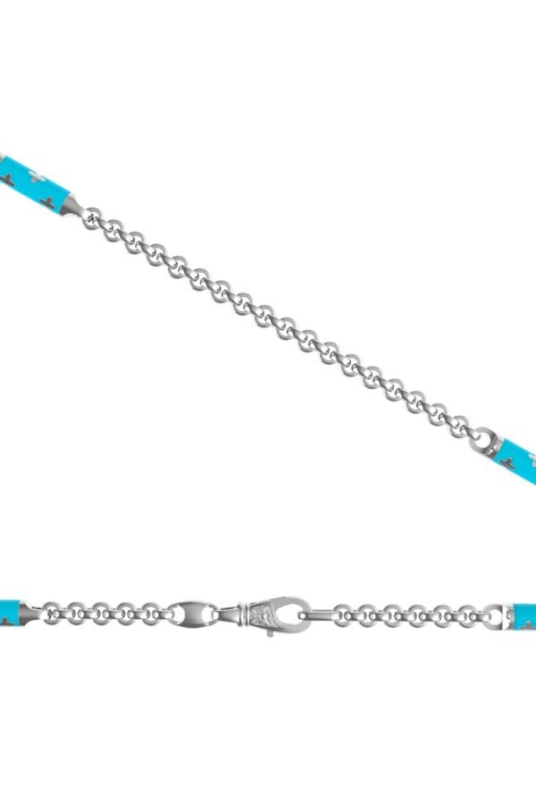 Цепь из белого золота c эмаль