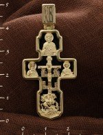 Крест из лимонного золота 585 пробы c ониксом