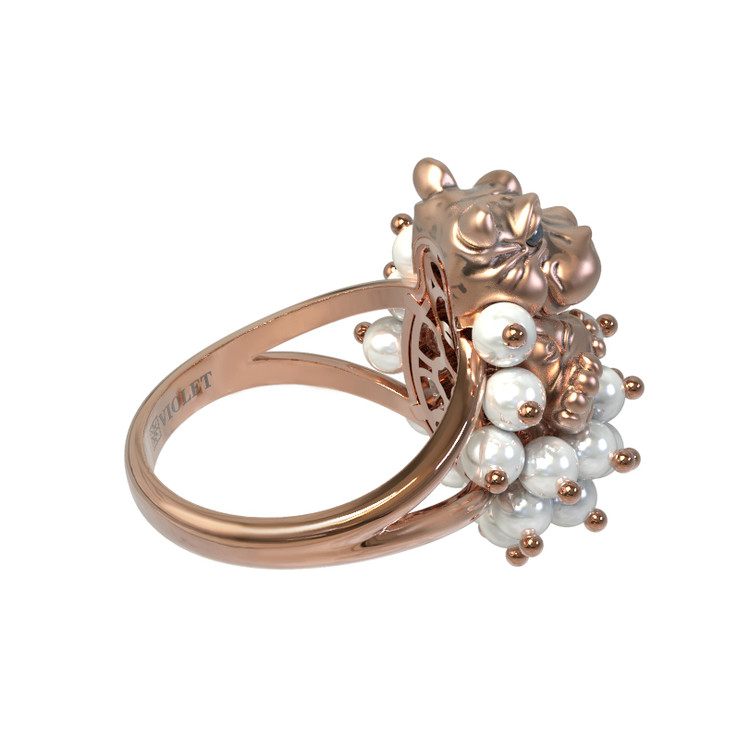 Кольцо из золота c эмаль и жемчугом