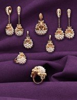 Серьги из золота 585 пробы c эмалью и жемчугом