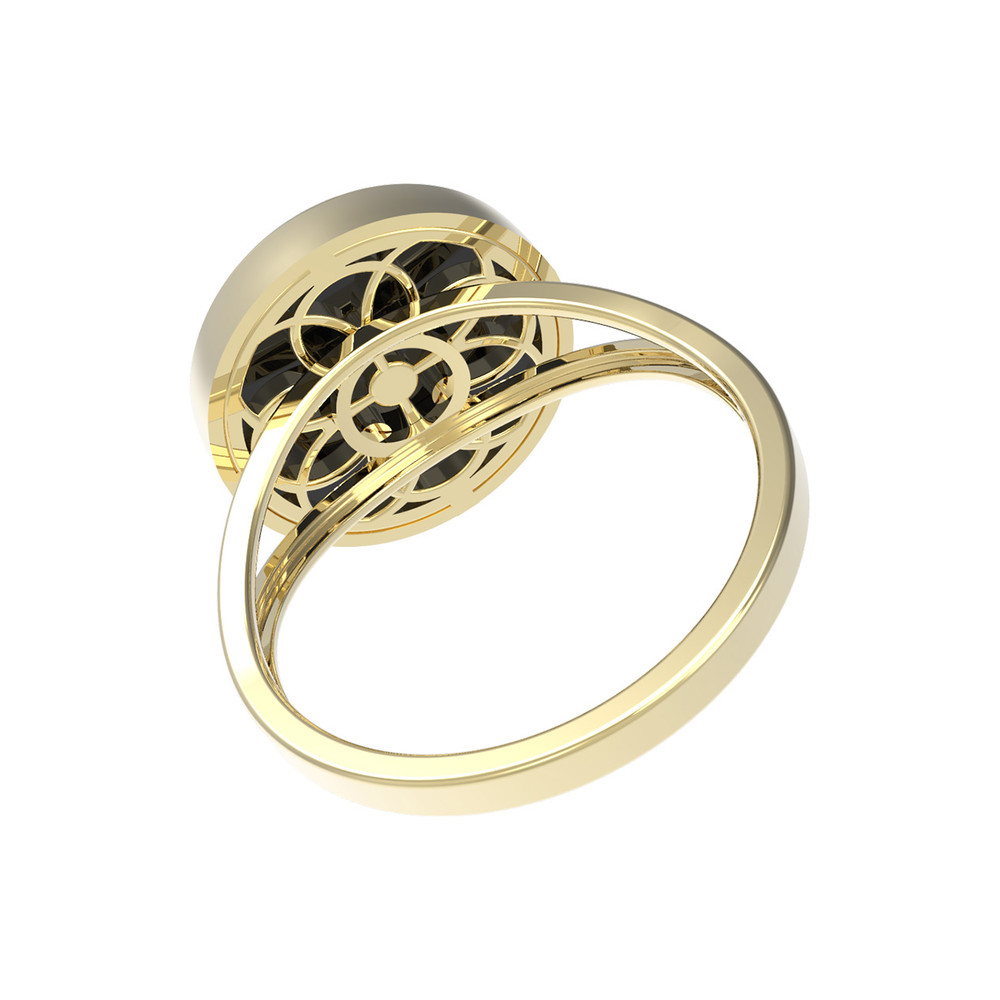 Кольцо из лимонного золота c бриллиантами и ониксом