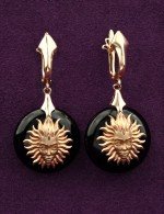Серьги из золота 585 пробы c ониксом