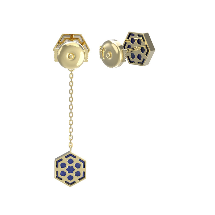 Серьги из лимонного золота c лазуритом и перламутром