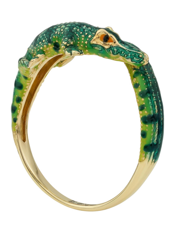 Кольцо из лимонного золота c эмаль