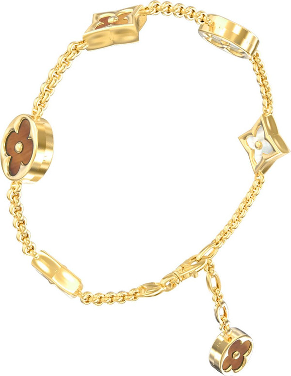 Браслет из лимонного золота c тигровым глазом и перламутром