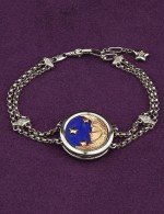 Браслет из белого золота 585 пробы c бирюзой и лазуритом
