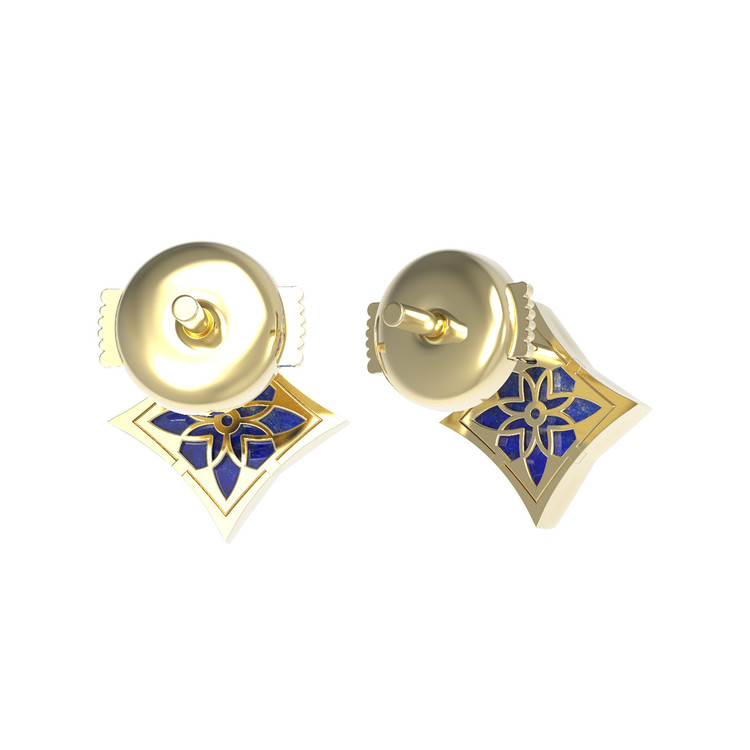 Серьги из лимонного золота c бриллиантами и лазуритом