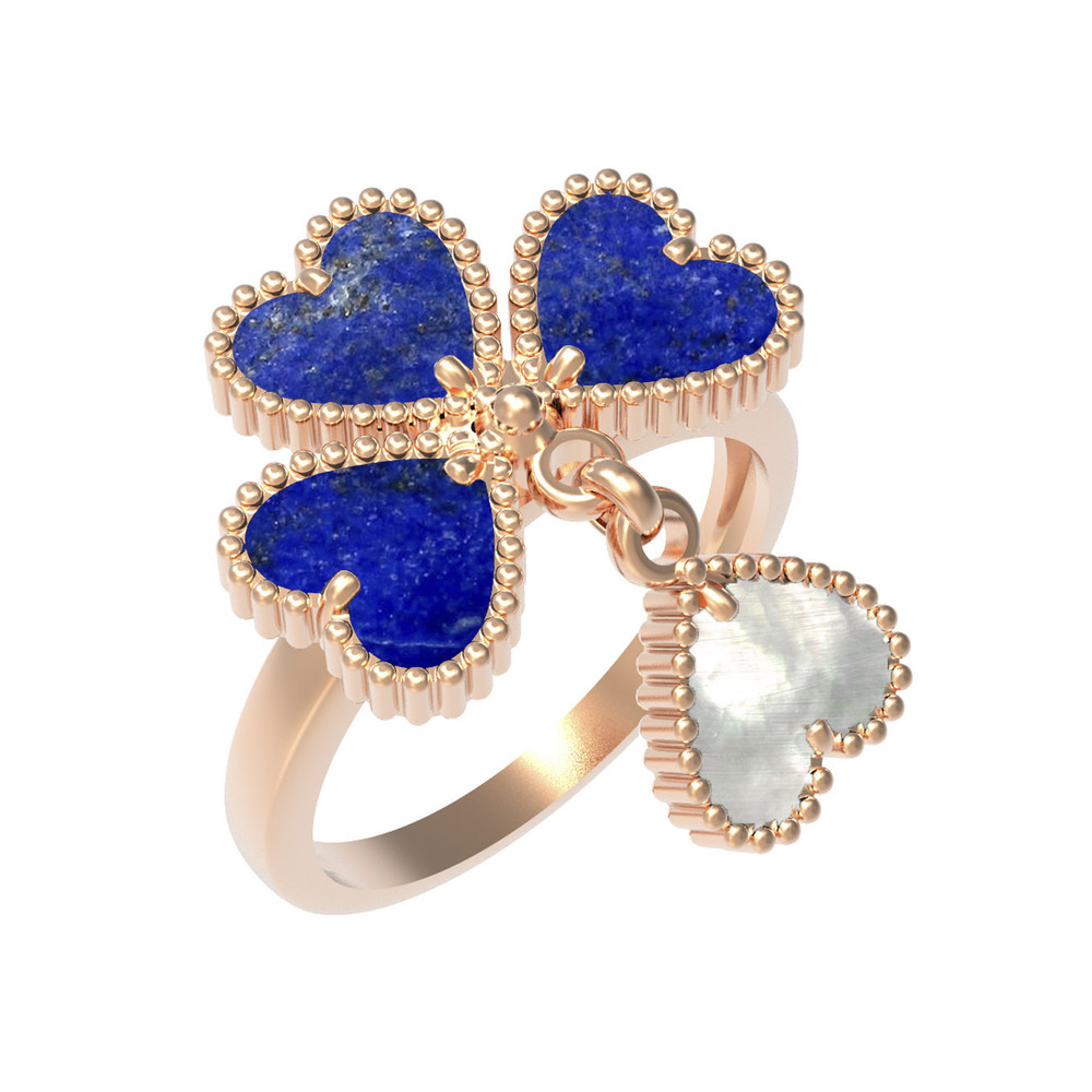 Кольцо из золота c лазуритом и перламутром