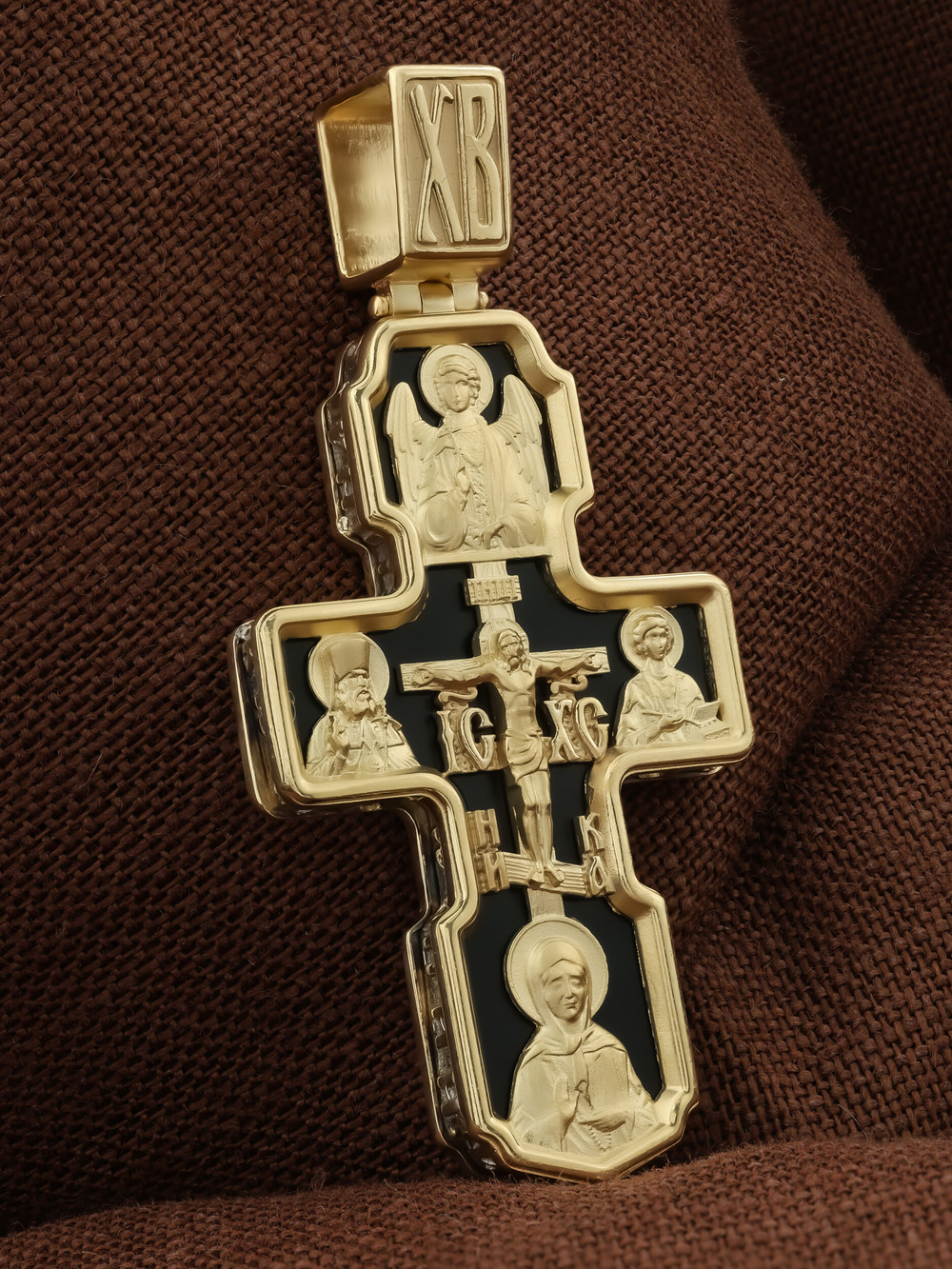 Крест из лимонного золота c ониксом