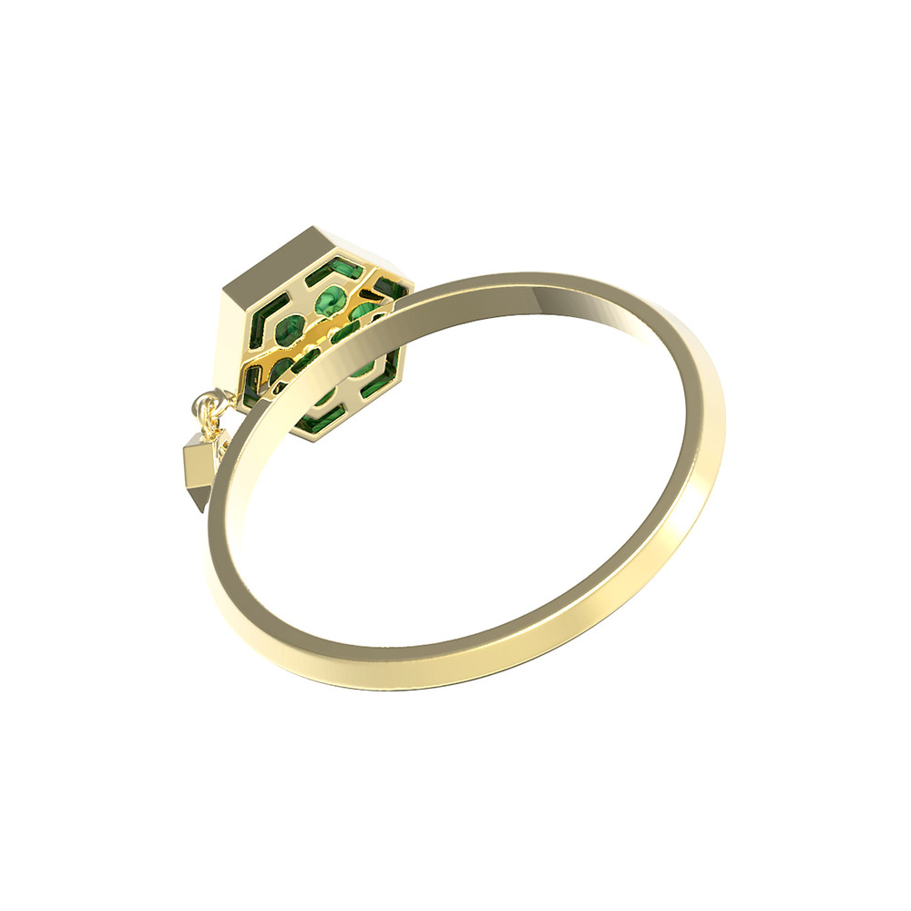 Кольцо из лимонного золота c бриллиантами и малахитом