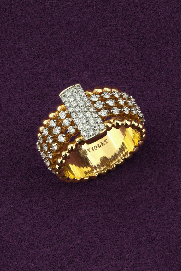 Кольцо из лимонного золота c бриллиантами