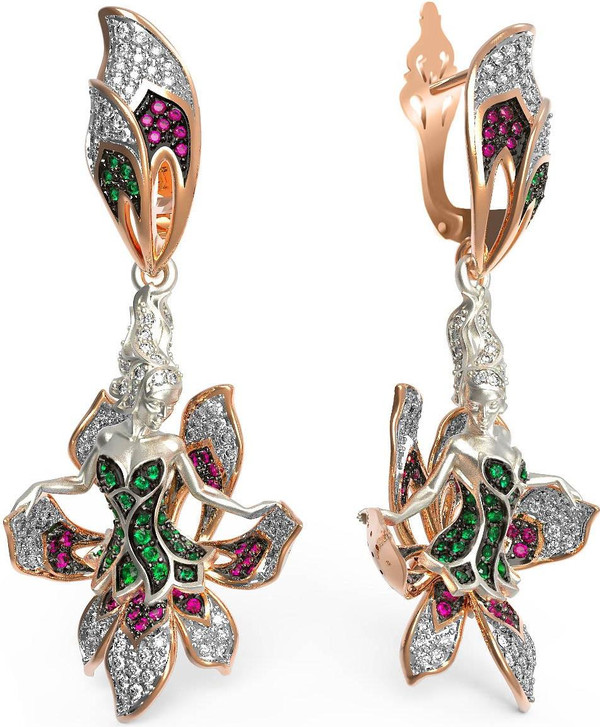 Серьги из золота c фианитом