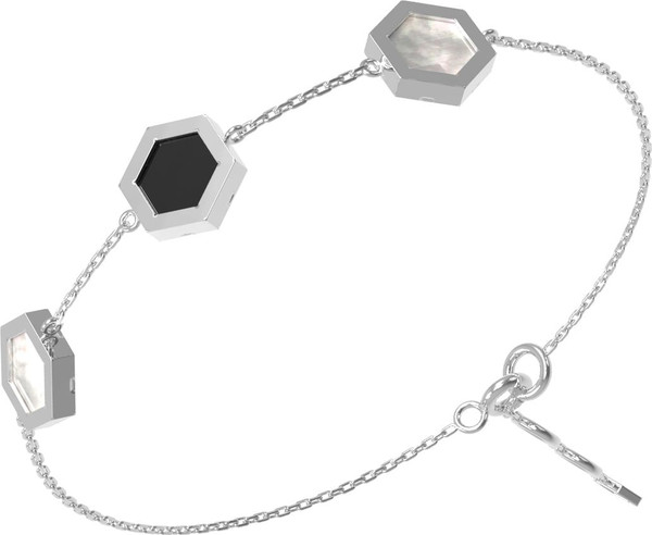 Браслет из белого золота c ониксом и перламутром