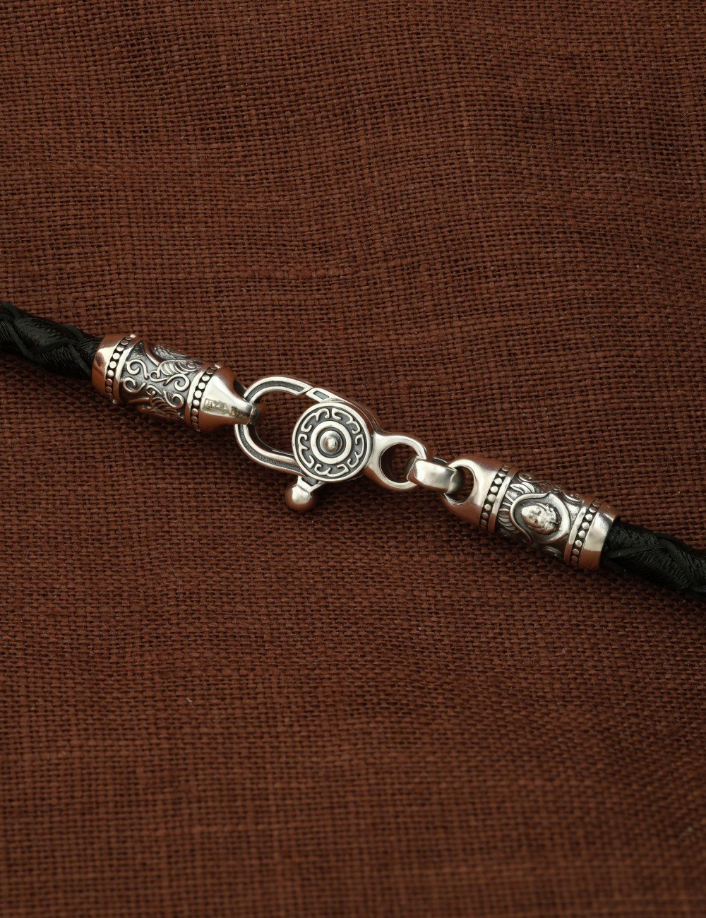 Гайтан из серебра 960 пробы c кожаным шнурком
