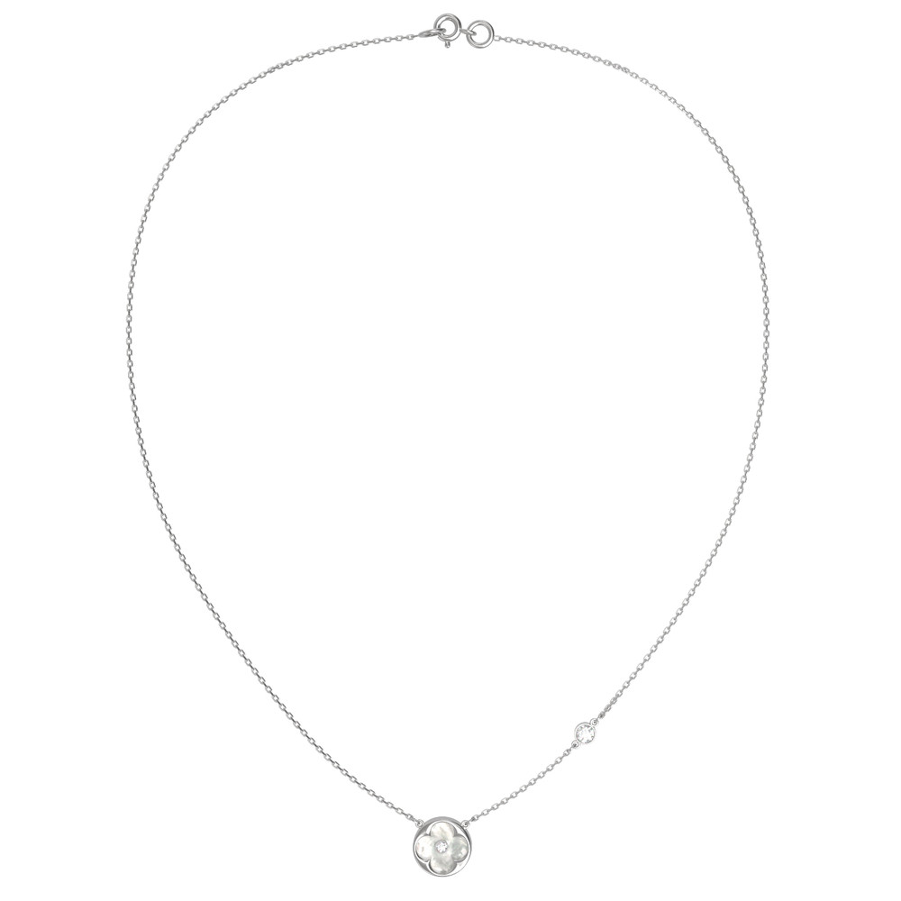 Колье из белого золота c бриллиантами и перламутром