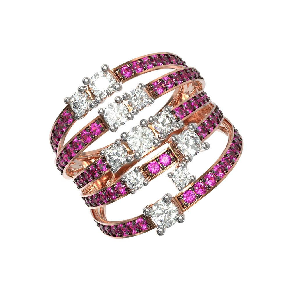 Кольцо из золота c бриллиантами и рубином